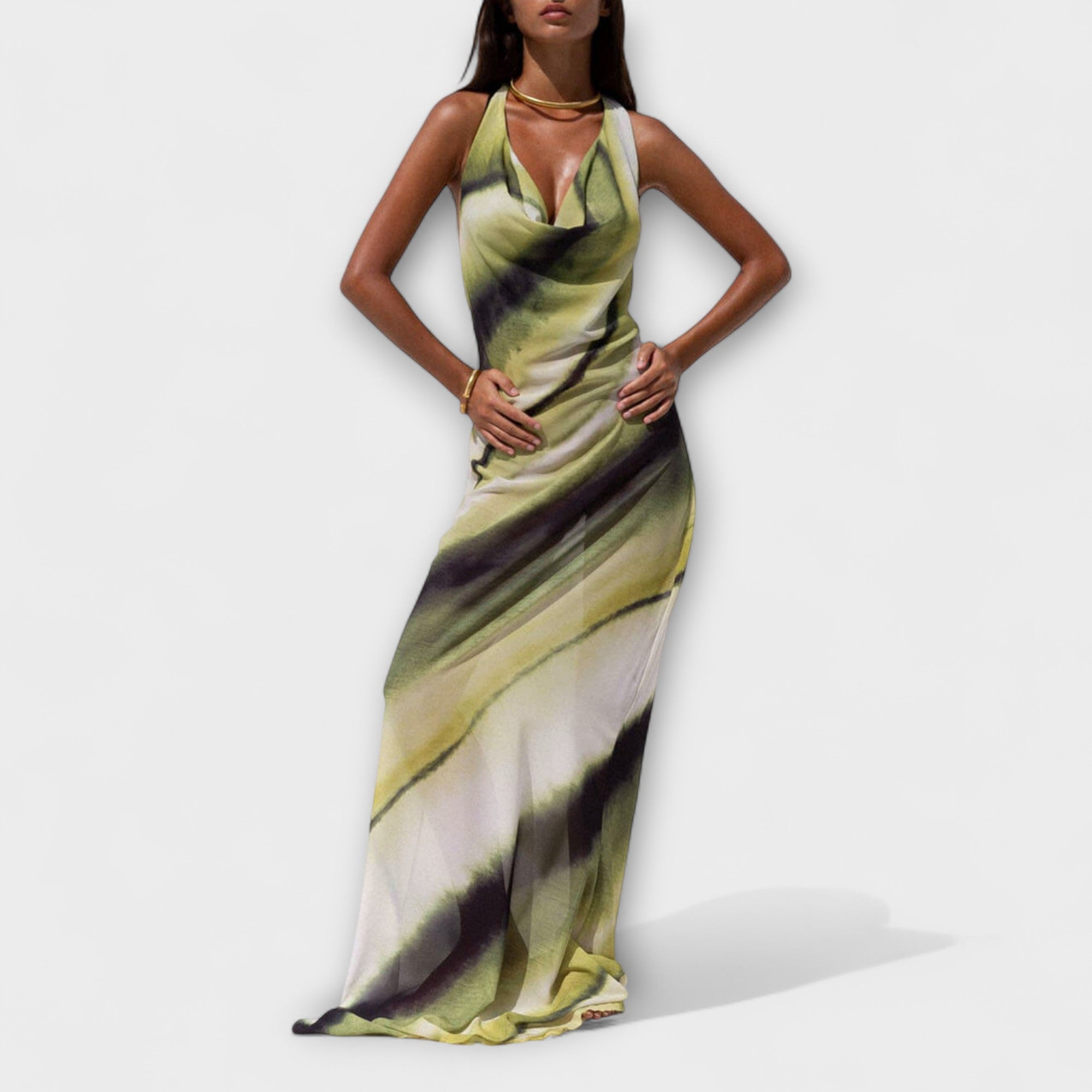 Klassisches Batik-Gradient-Maxikleid