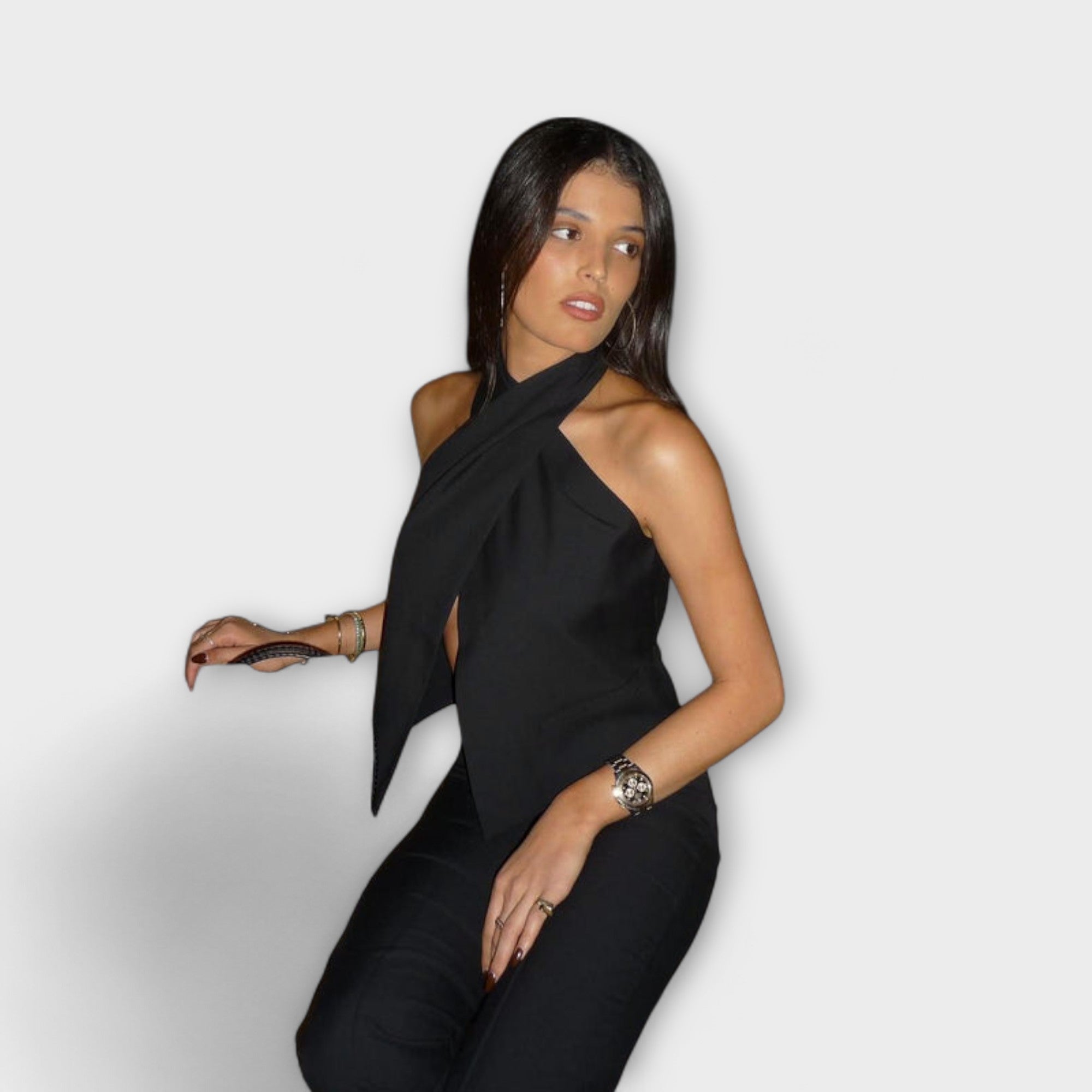 Juni - Tanktop mit gekreuztem Neckholder-Ausschnitt