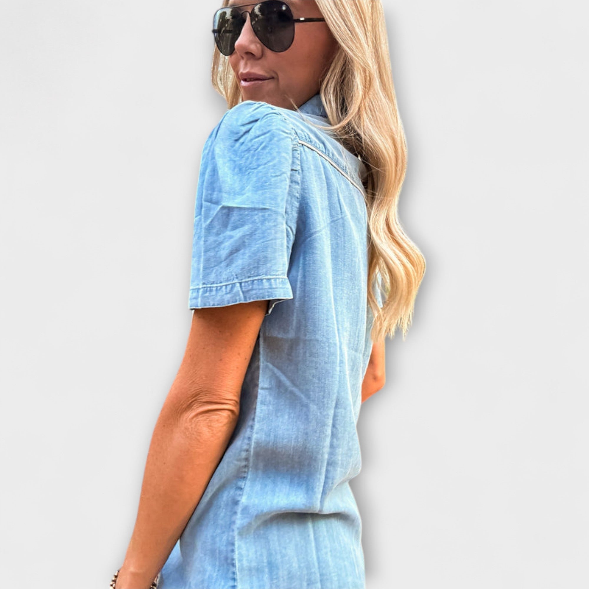 Herbst - Blauer Booker Westernhemd mit Knopfleiste