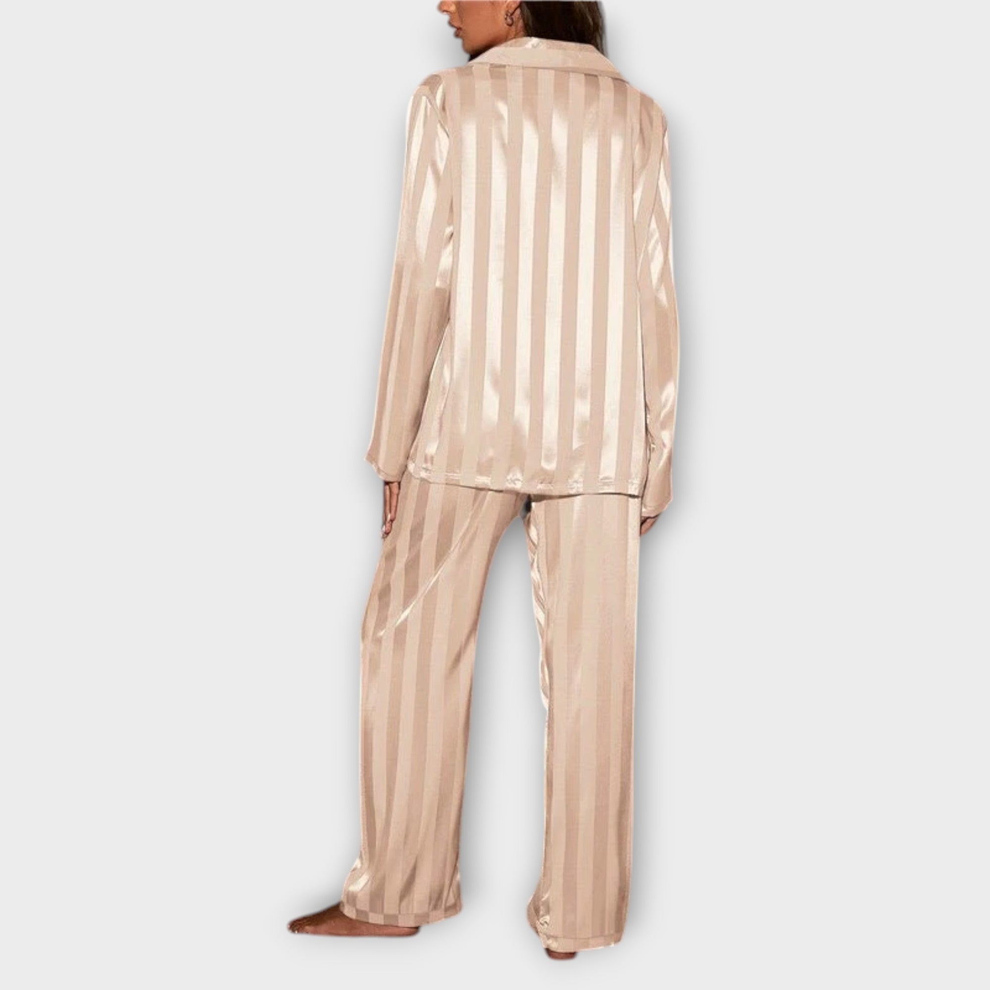 Bella gestreiftes Satin-Pyjama-Set