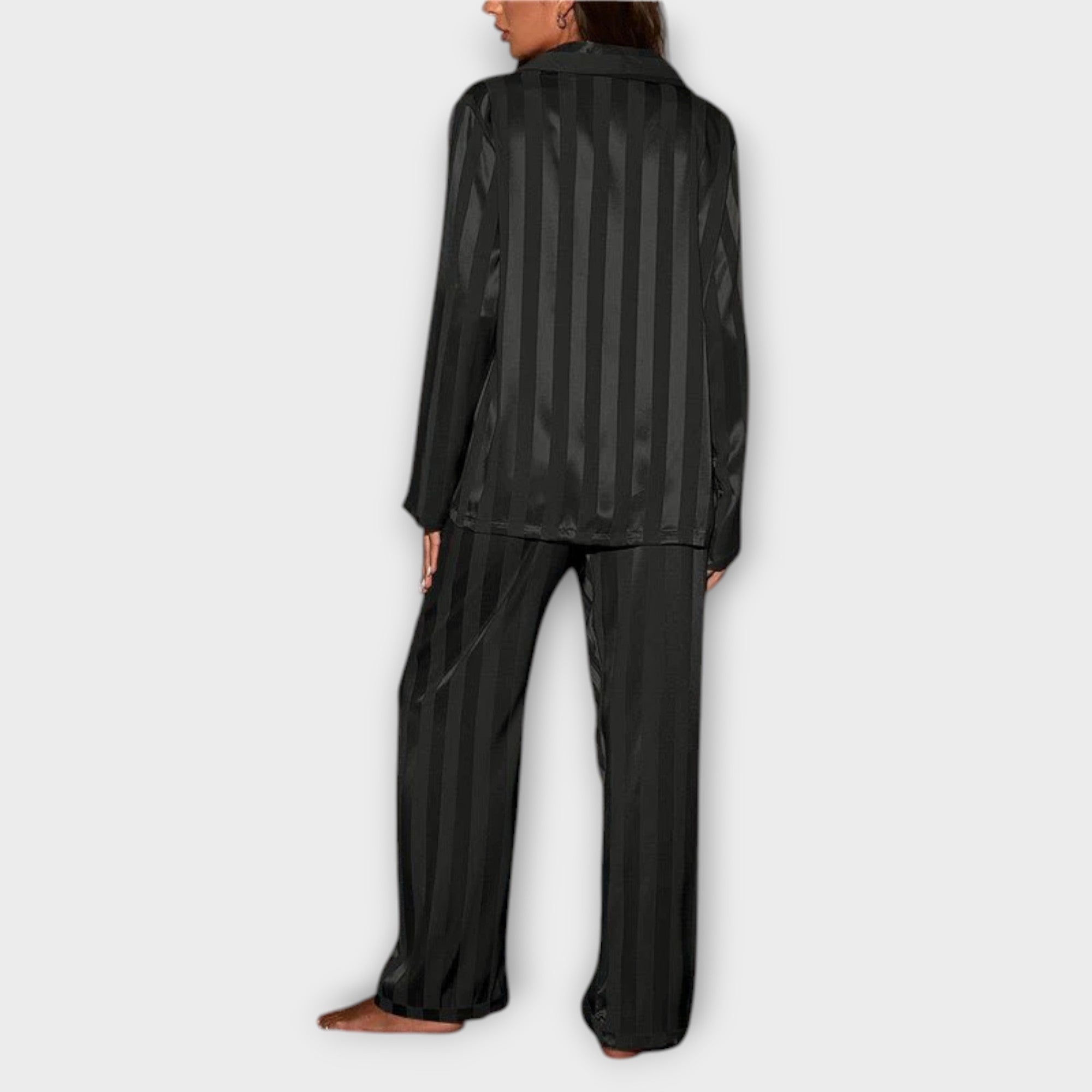 Bella gestreiftes Satin-Pyjama-Set