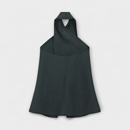 Hannah - Blauer Neckholder Top mit Rückenschlitz
