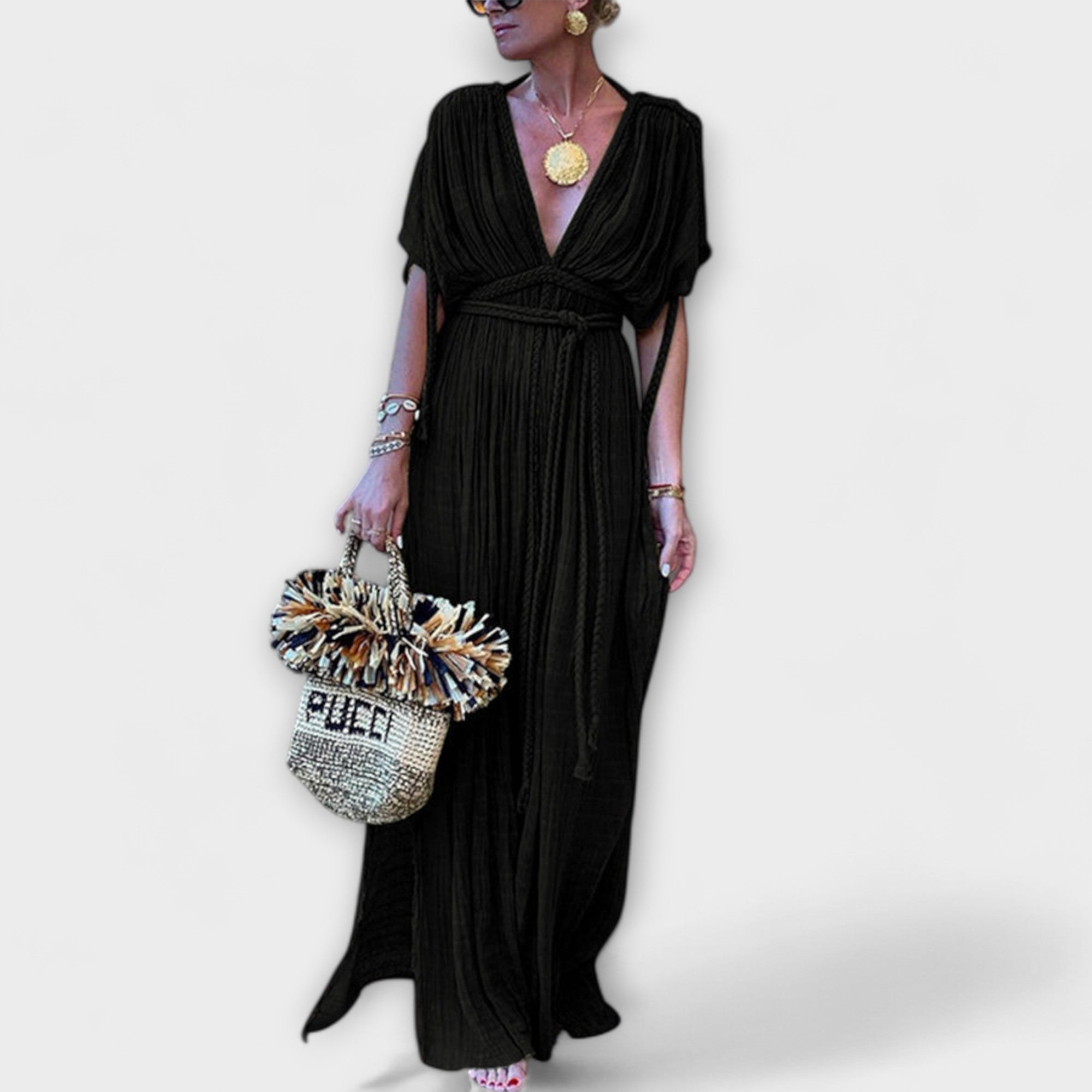 Griechisch inspiriertes Kimono-Maxi-Kleid