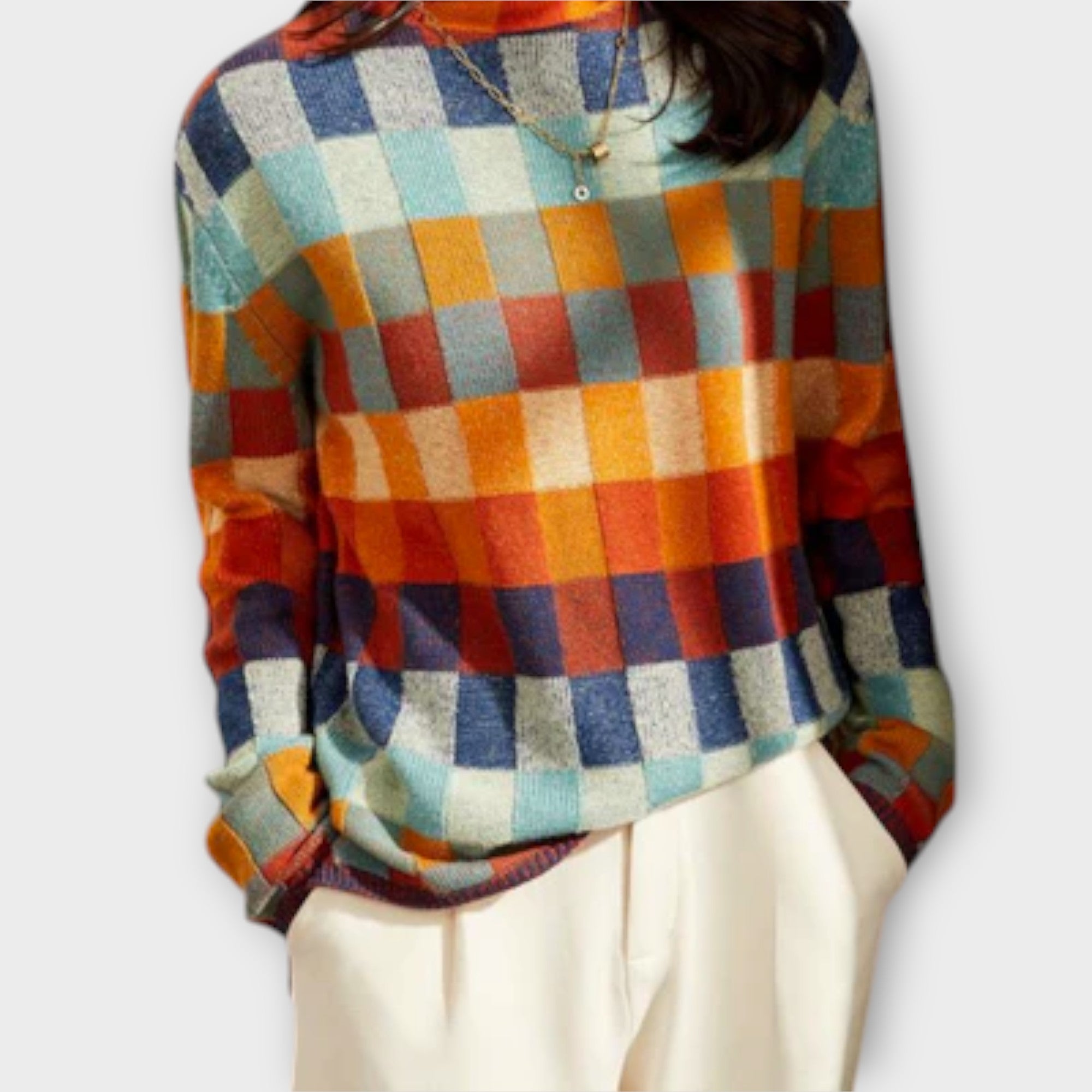 Erika - Patchwork-Rollkragenpullover
