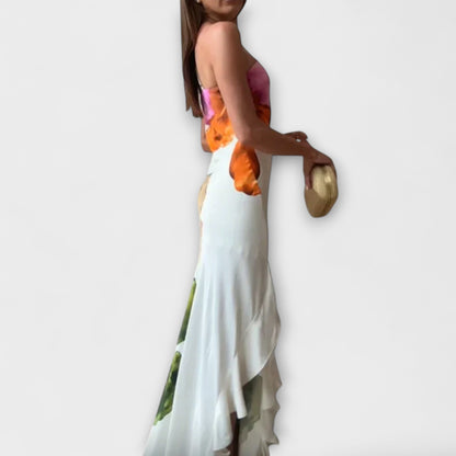 De Sapphire - Elegantes Patchwork-Maxikleid