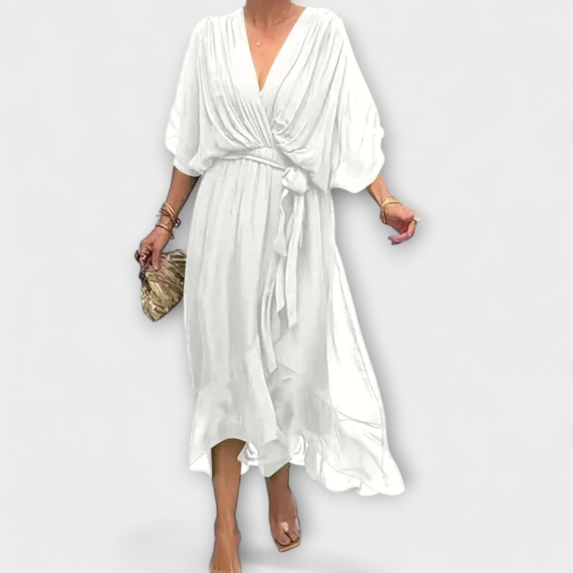 Amoura - Chiffonkleid mit V-Ausschnitt