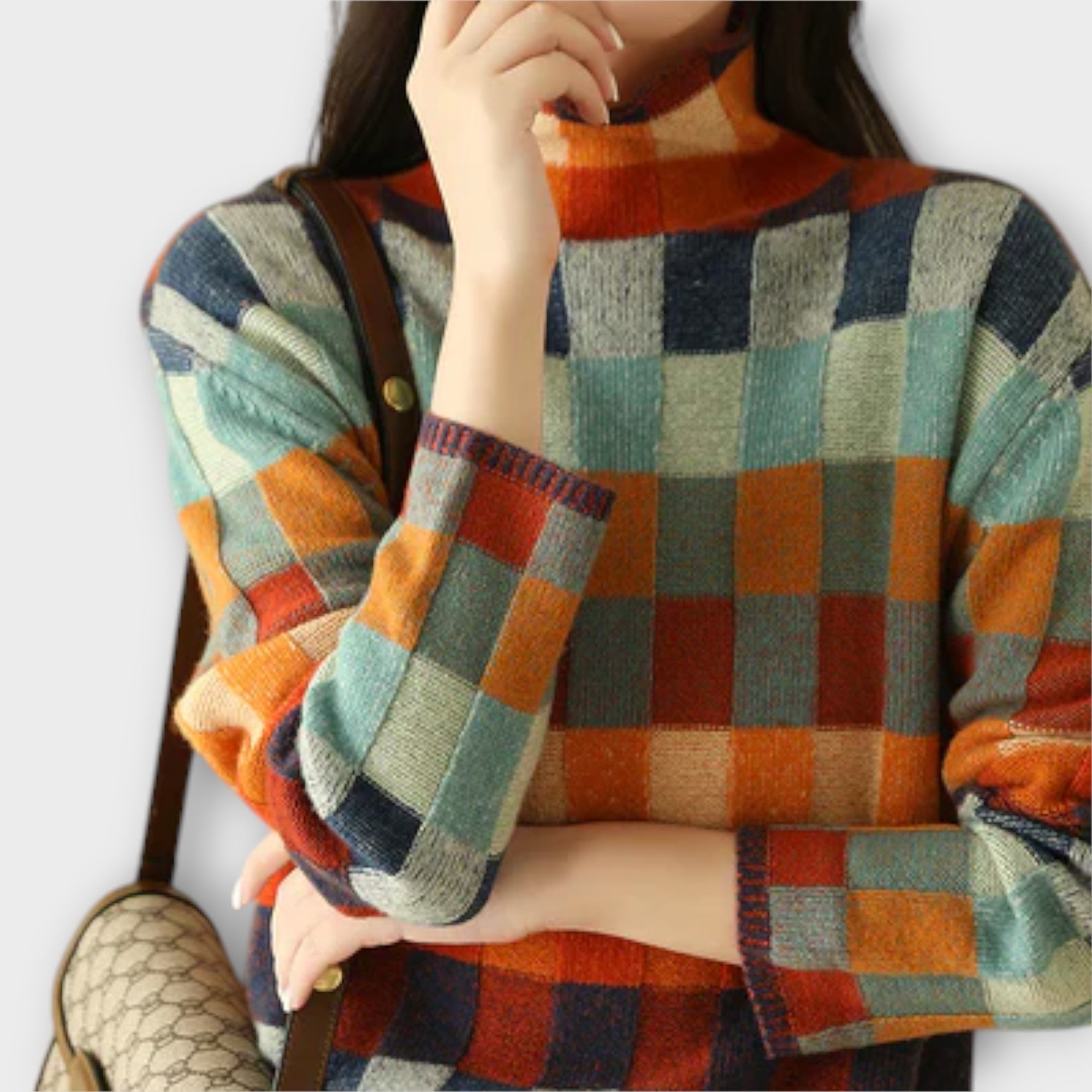 Erika - Patchwork-Rollkragenpullover