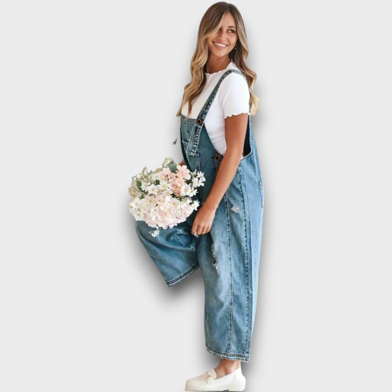 Raina – Vintage-waschbarer verstellbarer Overall