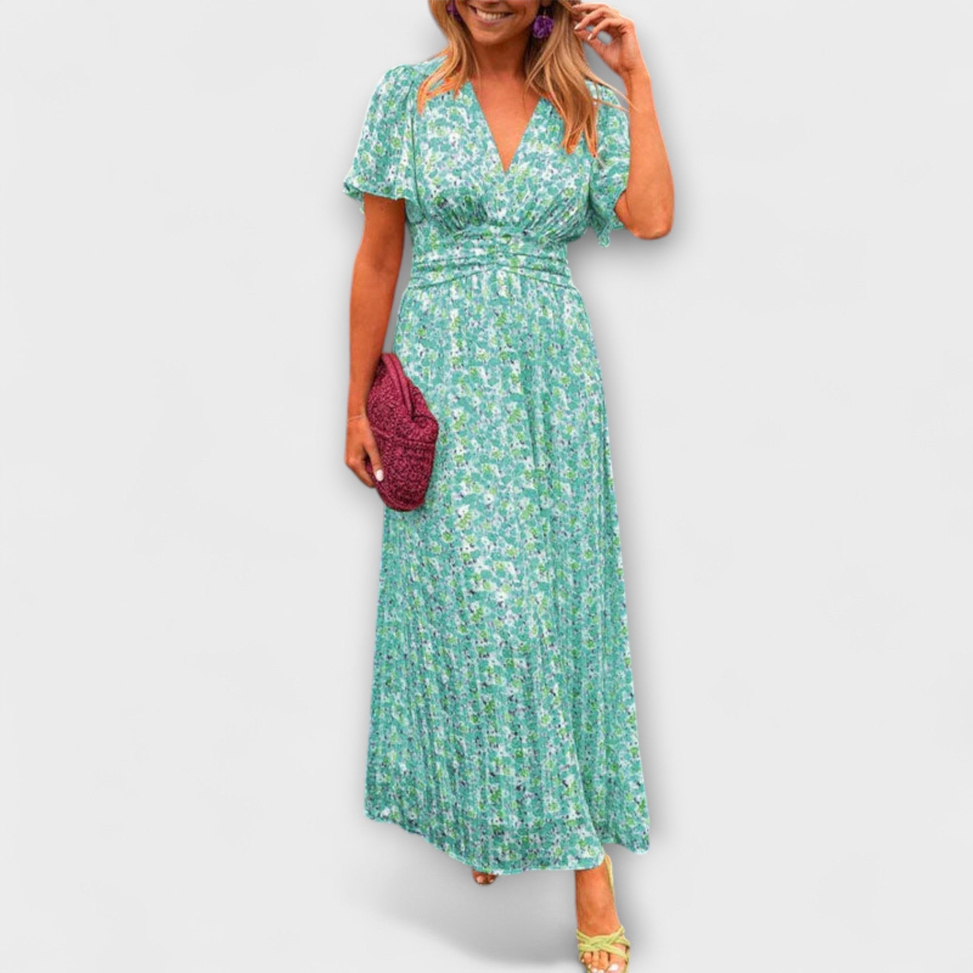 Elsie - Klassisches V-Ausschnitt Kleid